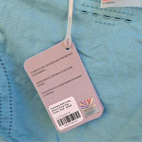 NWT Gymshark Flawless Knit Long Sleeve Seamless Crop Top Dusky Teal S - Picture 4 of 6